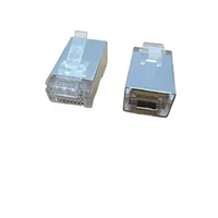 Conector Ethernet RJ45 Cat5E UTP de 8 Pines y 8 Núcleos, Chapado en Oro, con Orificio Redondo, para Internet