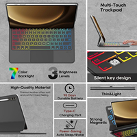 Keyboard nirkabel, penutup kulit Pu, Keyboard ajaib untuk Samsung Galaxy Tab S9 FE Plus S9FE + SM-X610, casing Tablet SM-X616B
