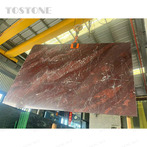 <span class=keywords><strong>Piedra</strong></span> Natural Tostone Bordeaux Roja Oscura con Vetas Blancas, Losa de Cuarcita Pulida para Proyectos de Encimeras de Cocina de Lujo - Product Image 4