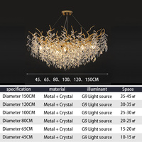 Lustre en cristal personnalisé Goutte de pluie Lustre en cristal de luxe Luminaire en forme de branche d'arbre
