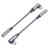 Rechtwinkliges USB-C Nylon-Geflechtkabel Typ C auf 3,5mm Kopfhörer-Buchse Audio-Adapter Konverter-Kabel