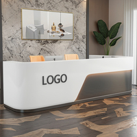 Bureau de réception moderne en bois blanc de luxe personnalisable, écologique, pour salon de beauté, salon de coiffure