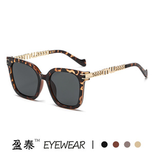 Square Oversized Chain <b>Sunglasses</b> Black Frame PC Lens UV400 Unisex Sun Protection Street Style - Product Image 4