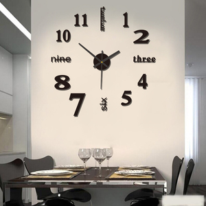 Horloge murale numérique à quartz sans cadre, grande, style Art déco, autocollante, pour salon, décoration de la maison - Product Image 3