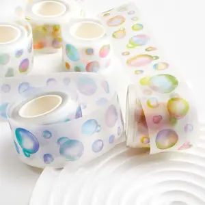 Prezzo più basso fabbrica diretta trasparente sfumato colore punti adesivo rotolo washi tape