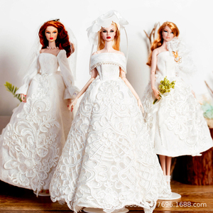 Robe <span class=keywords><strong>de</strong></span> mariée blanche pour <span class=keywords><strong>poupée</strong></span> Supermodel FR, tenue <span class=keywords><strong>de</strong></span> mariée <span class=keywords><strong>de</strong></span> luxe complète avec <span class=keywords><strong>accessoires</strong></span>, style nuptial pour filles, robe <span class=keywords><strong>de</strong></span> bal 32 cm - Product Image 2