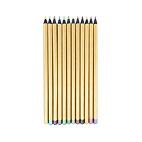 FLOWood 12 crayons de couleur métalliques scintillants avec corps doré, crayons de couleur bois pour journal en papier noir, loisirs créatifs pour adultes