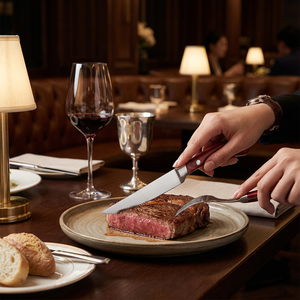 Ensemble de couteaux à steak en acier inoxydable 3Cr13 avec <span class=keywords><strong>manche</strong></span> en <span class=keywords><strong>bois</strong></span> Pakka pour mariage, Noël, dîner, maison, restaurant, <span class=keywords><strong>couverts</strong></span> - Product Image 3
