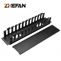Zefan 19 inci 2U Rackmount jaringan Server kabel pengatur kabel 2U 19 ''manajemen kabel kabinet plastik 12 Port