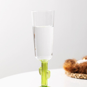 도매 맞춤형 독특한 디자인 유리 와인 잔 선인장 모양 줄기와 레드 와인 잔 잔 - Product Image 3