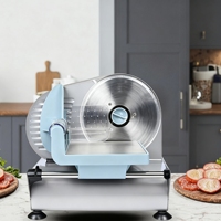 Machine à trancher les aliments de 7,5 pouces, lames en acier inoxydable amovibles et chariot à aliments, coupe-aliments électrique 150W pour usage domestique