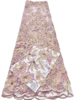 Tissu en dentelle brodée de haute qualité avec des décorations de perles et de paillettes, motif floral, tissu élégant et luxueux pour robe