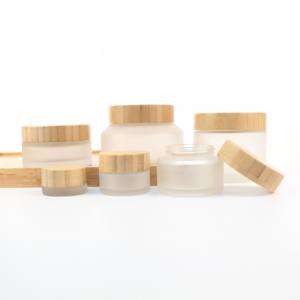 Vendita calda vasetto di crema per il viso smerigliato trasparente 5ml15ml 30ml 50ml 100ml coperchio di bambù contenitori di vetro bambù imballaggio cosmetico BJ10C - Product Image 1