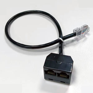 YBO Cat5e UTP 8P8C RJ45 câble adaptateur <span class=keywords><strong>Ethernet</strong></span> 1 mâle à 2 femelle 0.3M <span class=keywords><strong>cordon</strong></span> de raccordement d'extension de réseau pour les télécommunications - Product Image 1