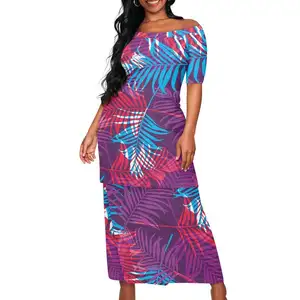 Off Shoulder Samoan Fidschi Puletasi Kleider für Inseln Polynesian Tribal Kleidung Frauen Custom Print Abend Party Kleid