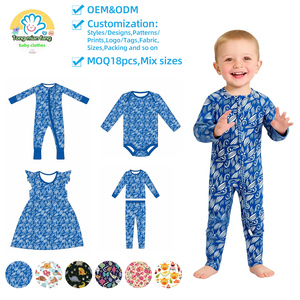Combinaison en bambou personnalisée pour bébé, pyjama pour nouveau-né, barboteuse à manches longues, fermeture éclair bidirectionnelle, confortable, respirante, unisexe - Product Image 1