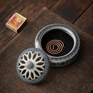 MSH Brûleur d'encens en <span class=keywords><strong>porcelaine</strong></span> bleu et blanc Brûleur d'encens en argile <span class=keywords><strong>de</strong></span> poterie ancienne - Product Image 4