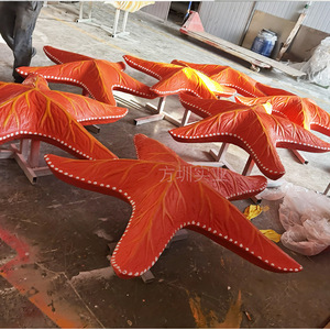 Sculpture d'étoile de mer en fibre de verre, décoration de jardin extérieure, forme animale peinte, à poser au sol - Product Image 4