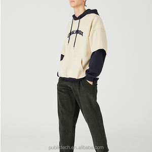 Sudadera con capucha y bordado de algodón, ropa de calle de dos tonos, personalizada, OEM - Product Image 2