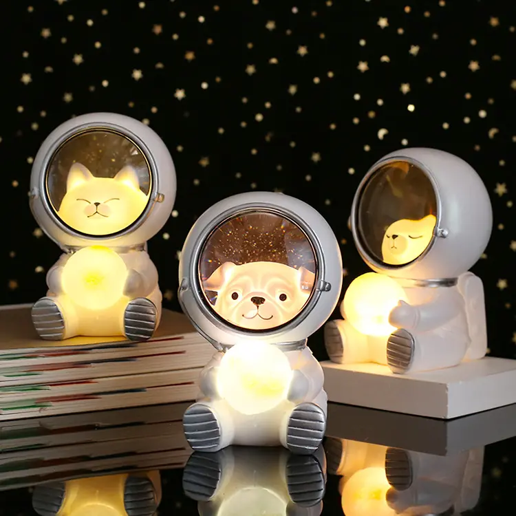 High Quality Led Rechargeable Resin Space cat for gift Children Room Baby Night Lamp