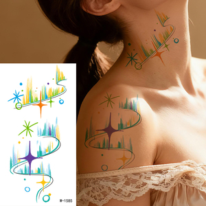 Autocollants de tatouage temporaires écologiques de haute qualité pour enfants, personnalisés, imperméables, pour les bras, les doigts, le corps, les feux d'artifice, les papillons, les couleurs - Product Image 6