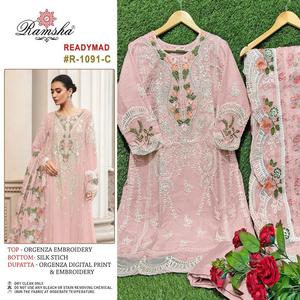 High Quality <b>Organza</b> Digital Print and Embroidery Readymade Pakistani Suit for Wedding and Party Wear - Product Image 3