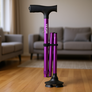 Bastón Plegable Vevor de Aleación de Aluminio con 8 Niveles de Altura Ajustable y Base de 4 Puntas para Soporte y Asistencia de Movilidad - Product Image 2