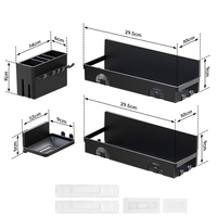 Accessoires muraux de salle de bain uniques, fixation murale sans perçage, ensemble complet pour salle de bain domestique, panier de douche noir et blanc