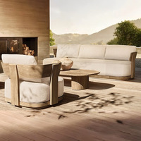 Custom-made Nordic-style China-made Outdoor Sofa Set Solid Wood Frame Weatherproof Rot-resistant Teak Furniture for Gardens