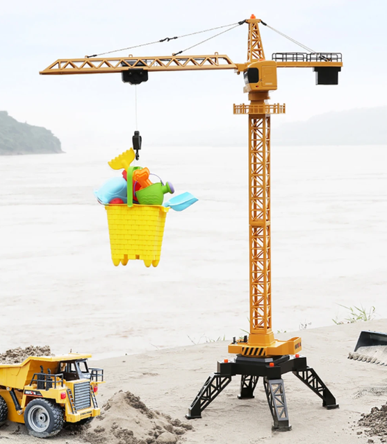 1:14 12-Channel Remote Control Alloy Tower Crane Model 100m Range Indoor-Outdoor Use 2.4G Charging Factory Price SANJOYO