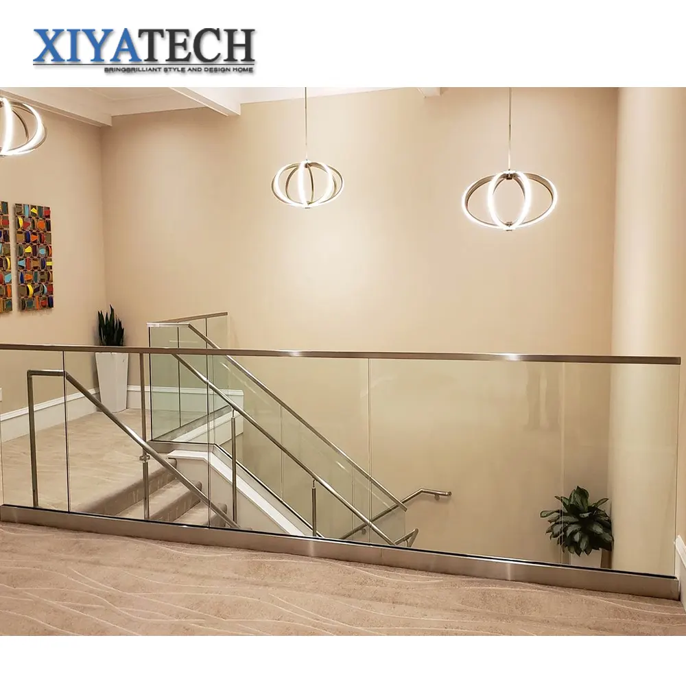 XIYATECH Modern stainless steel glass railing for stairs/ stainless steel stair handrail manufacturer