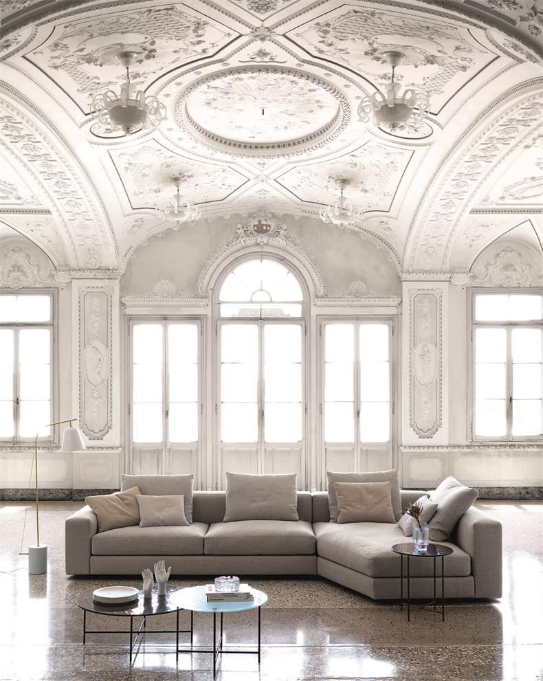 イタリアミニマリストL字型モダンファブリックセクショナル