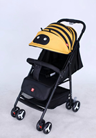 Poussette bébé avec dossier réglable, suspension des roues avant, accoudoirs amovibles, design pliable, en tissu lin, sûre pour les enfants en extérieur