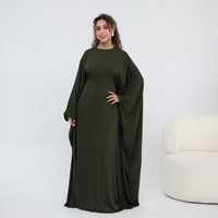 Robe longue chauve-souris grande taille pour femme, couleur unie, coupe ample, manches longues, style modeste, kaftan abaya musulman