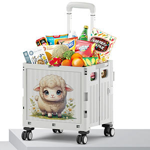 Forme de mouton rapidement plier 4 roues 5 secondes pliant pliable chariot chariots en plastique stockage Shopping 12 zodiaque chinois - Product Image 1