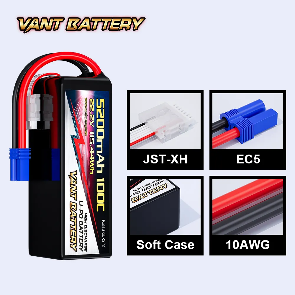 6s Uav רחפן סוללה 5200mah lipo 6s 22.2v 100c 4S/6s rc lipo rc סוללה ליפו עבור רחפן מטוס rc מרובע מרובע קודר