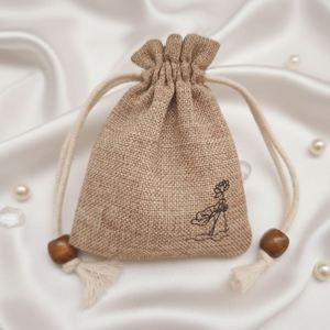 Eco-Friendly <b>Small</b> Natural Jute Earring Necklace Jewelry Dust Pouch Custom Logo Printed Reaycled Burlap Gift Jute Drawstring <b>Bag</b> - Product Image 1