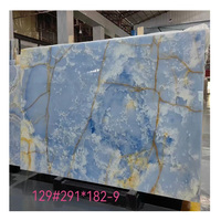 Grands comptoirs de cuisine translucides de haute qualité, carreaux de cuisine rétroéclairés, marbre d'onyx bleu ciel