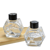 Bouteille en verre vide transparente pour diffuseur à bâtonnets, 100 ml, 200 ml, avec bouchon noir, pour parfum d'ambiance et décoration intérieure - Vente en gros