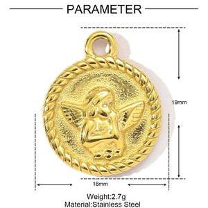 Retro vergoldete <span class=keywords><strong>Tarot</strong></span> karte Engel Edelstahl Anhänger Stilvoller Stern und Blume Edelstahl Anhänger Schmuck - Product Image 5