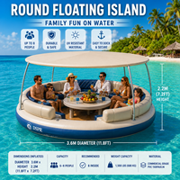 Plateforme flottante gonflable familiale personnalisée avec sièges-canapés, échelle et poignées pour la location en resort