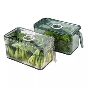Refrigerator Organizer Handle Kitchen Containers with Lids for Fruits Vegetables Meat Egg