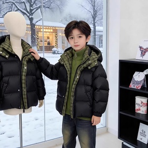 Veste d'hiver pour adolescents, coupe-vent à <span class=keywords><strong>capuche</strong></span> amovible sans lavage, fermeture éclair, épaisse et chaude, rembourrée en coton, pour enfants plus âgés - Product Image 4
