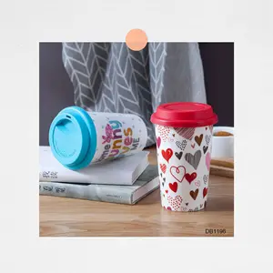 Factory good price 301-400ml Coffee Cup Color Sublimation nordic style Ceramic Coffee Mug Sublimation Mug with lid