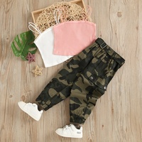 2024 vêtements pour enfants tenue petite fille couleur unie fronde poitrine fosse bande haut ensemble bébé Camouflage pantalon deux pièces costume