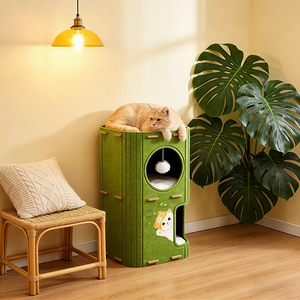 Multi-Level Enclosed Cat Condo with Climbing Tower, Scratch-Resistant Felt Cat <b>House</b> for Multiple Cats - Product Image 2