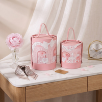 Boîte cadeau ronde de luxe, boîtes florales, boîte rigide avec logo, boîte en papier personnalisée avec poignée, vente en gros