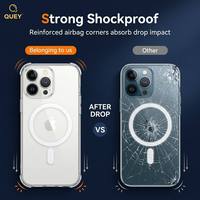 Coque de téléphone magnétique transparente électroplaquée couleur unie 1,3 mm PC rigide TPU souple antichoc Vente en gros pour 13 14 15 16 17 Pro Max