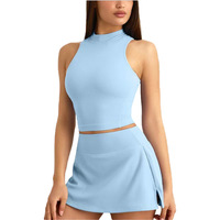 Ensemble de yoga transparent personnalisé pour femme, séchage rapide, jupe de tennis athlétique amincissante, deux pièces, vente chaude