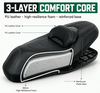 Siège de moto grand format Kwangyang H150 X150 avec dossier - Coussin de selle en cuir et plastique, accessoires de tourisme